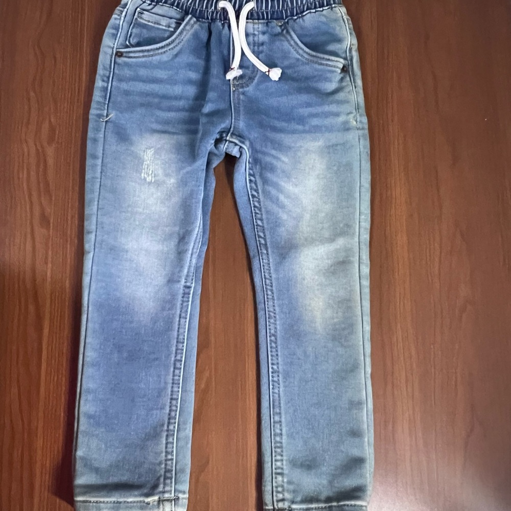 Cat & Jack Kids Skinny Enturado Jeans 3T Light Wash Distressed Elastic Waist